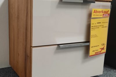 Nachtkommode 2 Schubkästen Atl.Oak Hell Griff Chrom mit Glas Champagnerfarben BHT ca. 49 x 49 x 41 cm